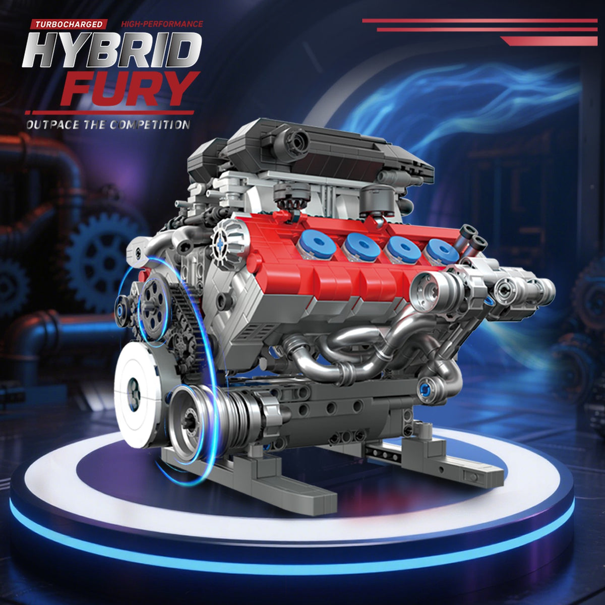 Ferrari SF90 Hybrid Engine Building Blocks Battery Powered Mechanical Model Toy
