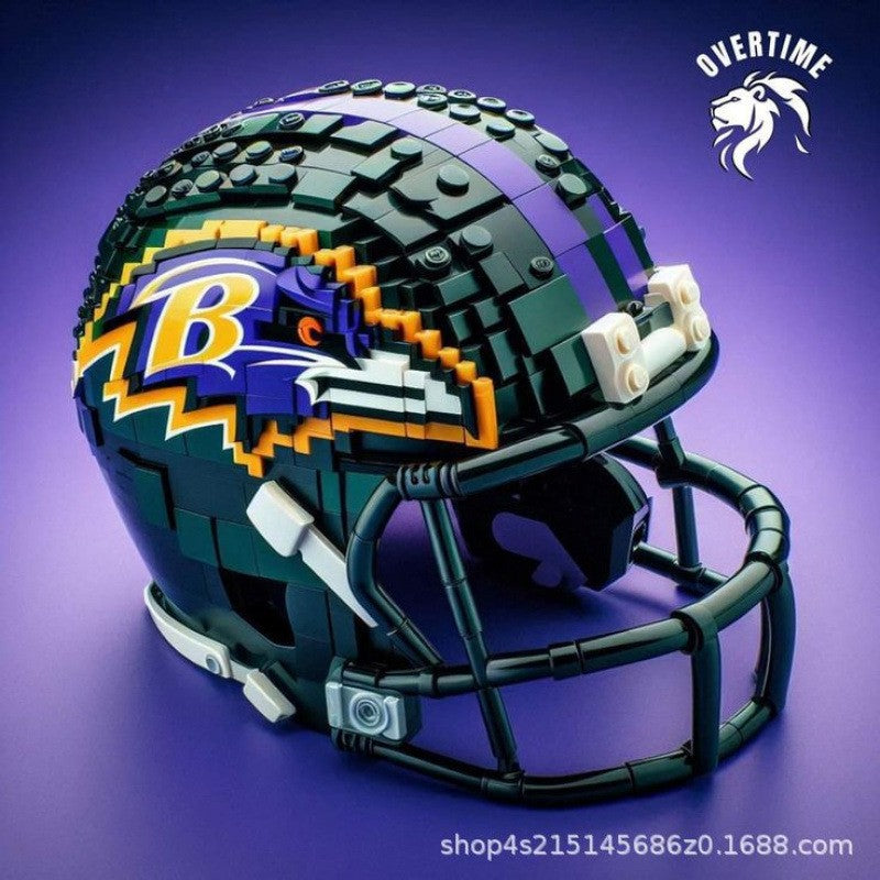 Creative NFL Style Football Helmet Building Blocks Model Collectible Display