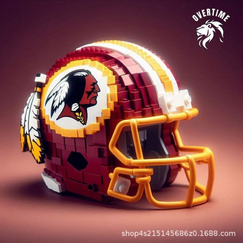 Creative NFL Style Football Helmet Building Blocks Model Collectible Display
