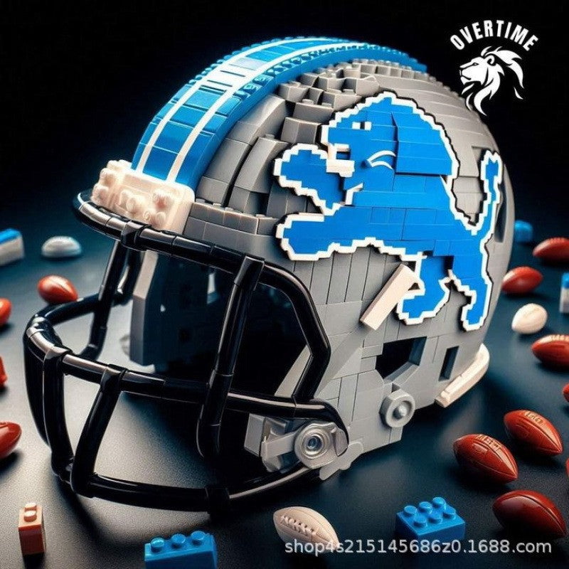 Creative NFL Style Football Helmet Building Blocks Model Collectible Display