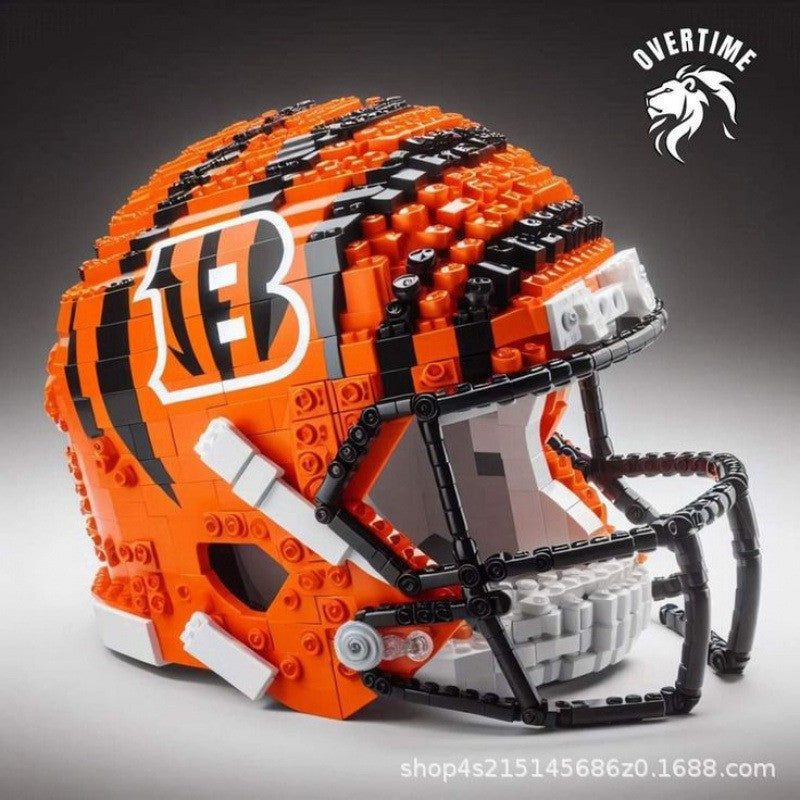 Creative NFL Style Football Helmet Building Blocks Model Collectible Display