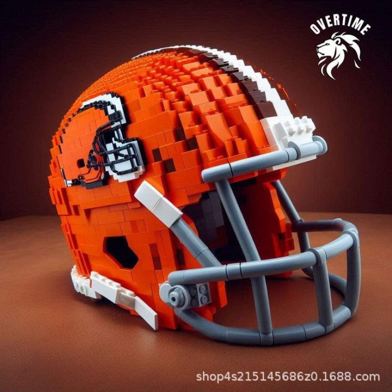 Creative NFL Style Football Helmet Building Blocks Model Collectible Display