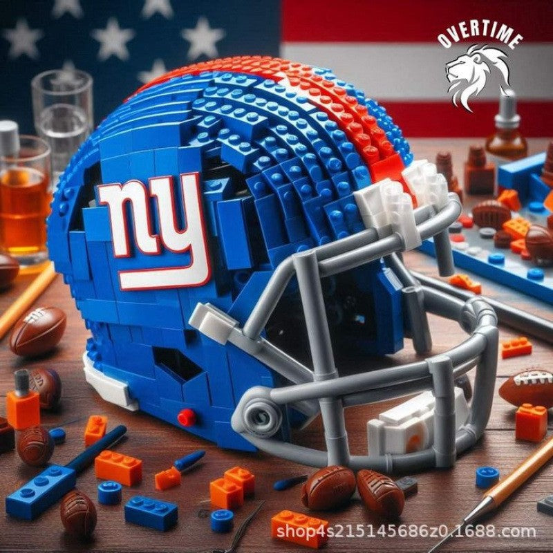 Creative NFL Style Football Helmet Building Blocks Model Collectible Display