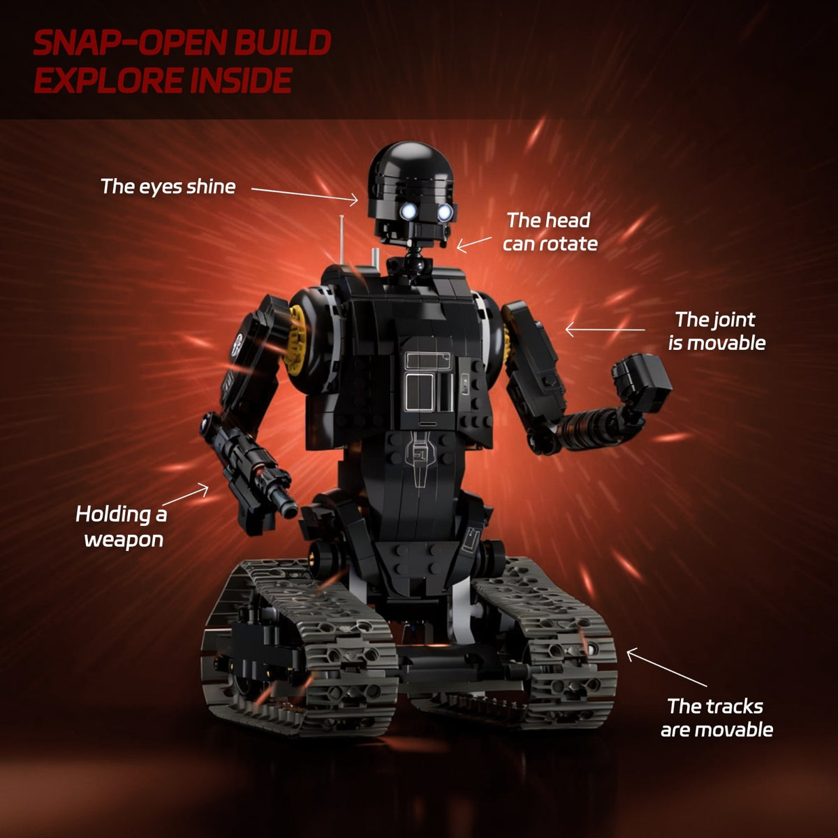 Dark Sci-Fi Security Robot Mecha Brick Set Collectible Building Kit Gift