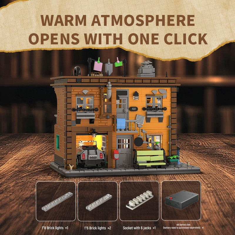 Ashley's 2-Story House Building Blocks Set with LED Lights - Creative Modular