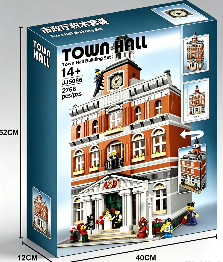 MOC 2854PCS Block Set Creator Expert Modular Buildings - Town Hall