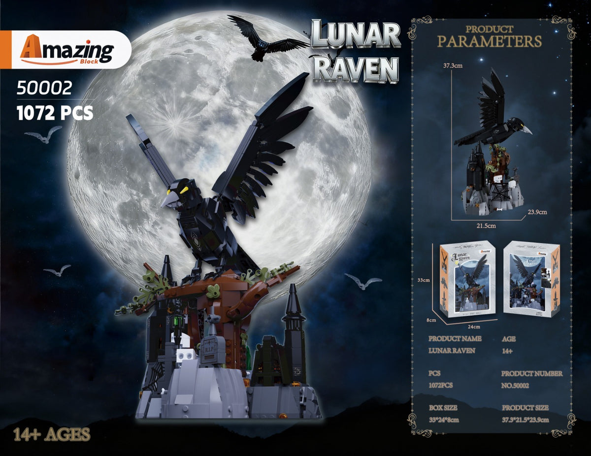 Lunar Raven Gothic Haunted Castle Building Blocks Set 1072 Pcs Halloween Horro