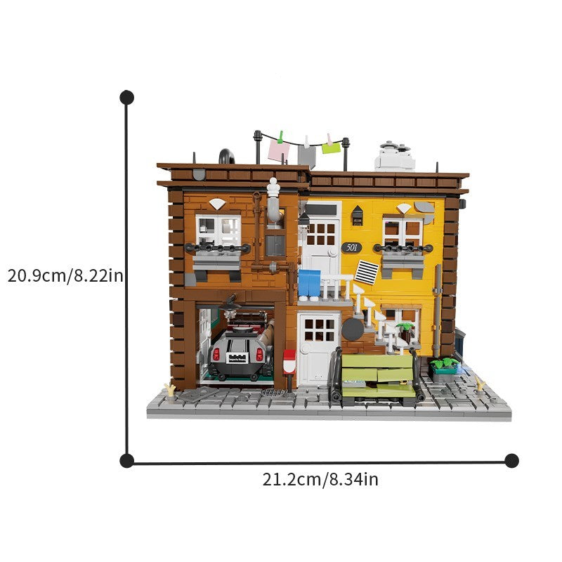 Ashley's 2-Story House Building Blocks Set with LED Lights - Creative Modular