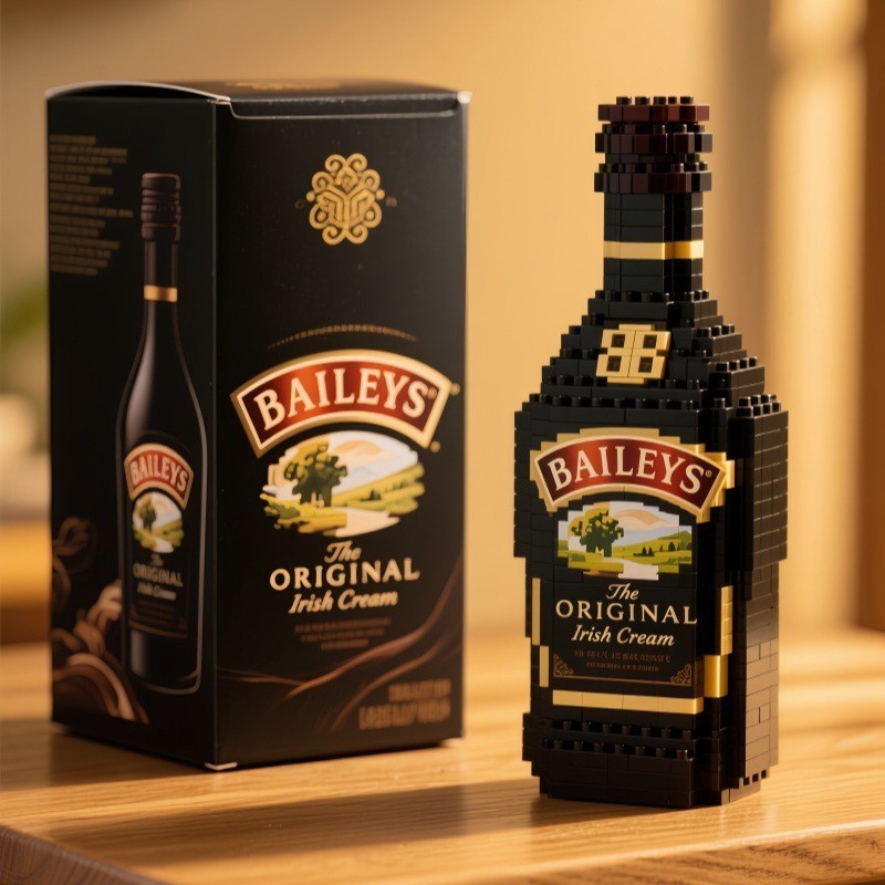 Whiskey Bottle Building Blocks Set Creative Wine Decor Gift for Adults Collector