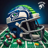 Creative NFL Style Football Helmet Building Blocks Model Collectible Display