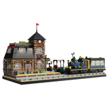 European Train Station Building Blocks Set with Rolling Steam Locomotive for Kid