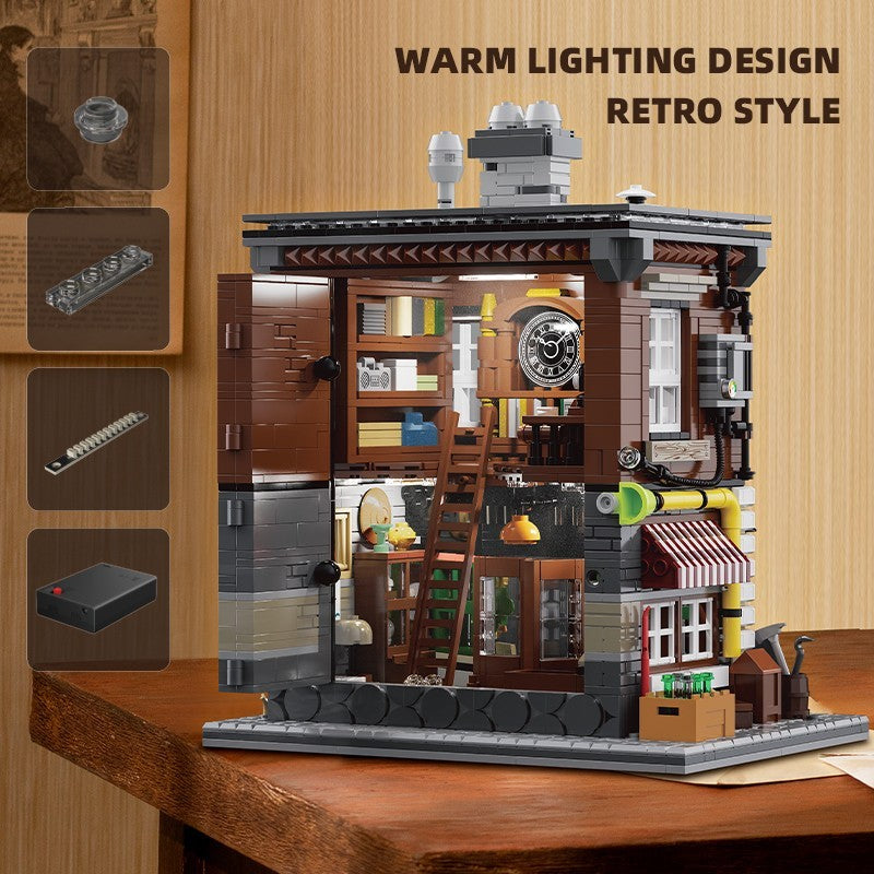 1950Pcs Antique Shop Building Blocks Set City Street Store Model with LED Light