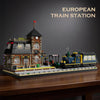 European Train Station Building Blocks Set with Rolling Steam Locomotive for Kid