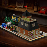 European Train Station Building Blocks Set with Rolling Steam Locomotive for Kid