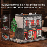Retro Tavern Building Blocks Set City Street Pub Model with LED Light Kit
