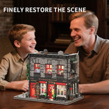 Retro Tavern Building Blocks Set City Street Pub Model with LED Light Kit
