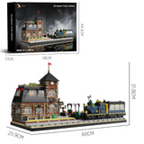 European Train Station Building Blocks Set with Rolling Steam Locomotive for Kid