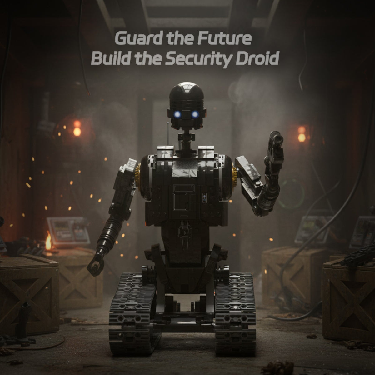 Dark Sci-Fi Security Robot Mecha Brick Set Collectible Building Kit Gift