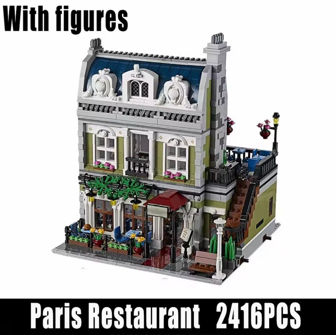 MOC 2416pcs Building Block Set Creator Expert Modular Buildings Paris Restaurant